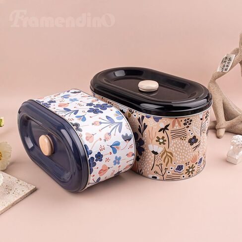 Framendino, 2 Pack Tin Trinket Coin Box Jewelry Storage Containers with Lid for Home Kitchen Decoration 2 Sizes Floret in Saudi Arabia