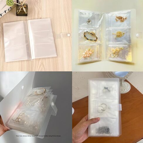 كتاب تخزين المجوهرات الشفاف - كتيب منظم المجوهرات، ألبوم عرض تخزين المجوهرات للخواتم والقلائد والأساور والمسمار والأقراط (84 فتحة للبطاقات + 50 حقيبة مجوهرات بسحاب شفاف) in Kuwait