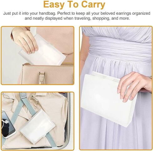 كتاب تخزين المجوهرات الشفاف - كتيب منظم المجوهرات، ألبوم عرض تخزين المجوهرات للخواتم والقلائد والأساور والمسمار والأقراط (84 فتحة للبطاقات + 50 حقيبة مجوهرات بسحاب شفاف) in Kuwait