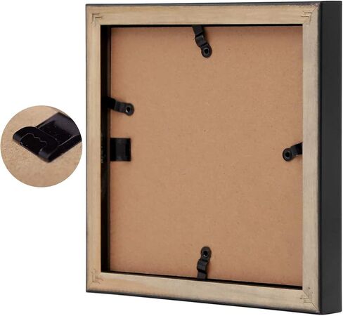 Golden State Art, 6x6 Black Photo Frame-Display Photos 4x4 with White Mat or 6x6 without Mat - Solid Wood, Real Glass, Set of 4 (Wall Display) in Saudi Arabia