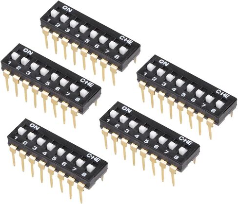 uxcell 5 Pcs Black DIP Switch 1-8 Positions 2.54mm Pitch for Circuit Breadboards PCB in Saudi Arabia