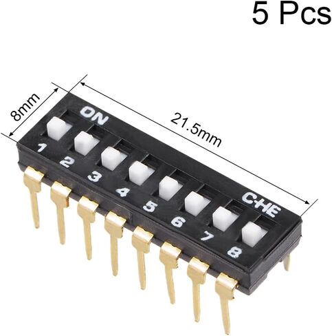 uxcell 5 Pcs Black DIP Switch 1-8 Positions 2.54mm Pitch for Circuit Breadboards PCB in Saudi Arabia