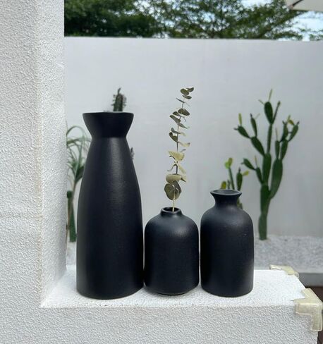 Ceramic Vases for Flowers, [3Pcs Small Vase Set][White Ceramic Vase] Modern Boho Farmhouse Home Decor, Fit for Living Room Desk Shelf Table Office Bookshelf Entryway Decor in Saudi Arabia