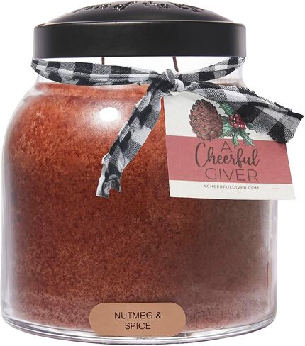 A Cheerful Giver - Nutmeg & Spice - 34oz Papa Scented Candle Jar with Lid - Keepers of The Light - 155 Hours of Burn Time, Gift for Women, Brown in Saudi Arabia