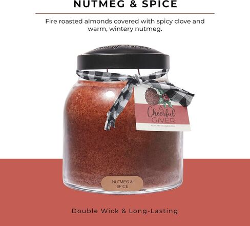 A Cheerful Giver - Nutmeg & Spice - 34oz Papa Scented Candle Jar with Lid - Keepers of The Light - 155 Hours of Burn Time, Gift for Women, Brown in Saudi Arabia