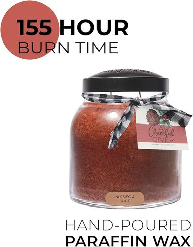A Cheerful Giver - Nutmeg & Spice - 34oz Papa Scented Candle Jar with Lid - Keepers of The Light - 155 Hours of Burn Time, Gift for Women, Brown in Saudi Arabia
