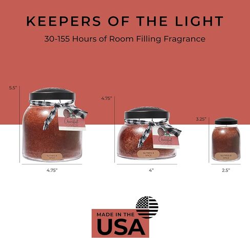 A Cheerful Giver - Nutmeg & Spice - 34oz Papa Scented Candle Jar with Lid - Keepers of The Light - 155 Hours of Burn Time, Gift for Women, Brown in Saudi Arabia