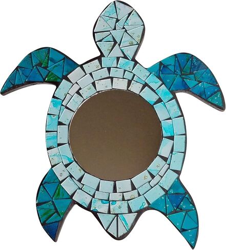 Mosaic Sea Turtle Mirror Wall Plaque 11.5 Inches x 10.25 Inches in Saudi Arabia