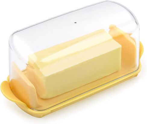 Butter Dish with Lid, Small Butter Dish for Countertop and Refrigerator, Easy Scoop, No Mess Lid, Plastic Butter holder Tray for East Coast Butter, White in Saudi Arabia