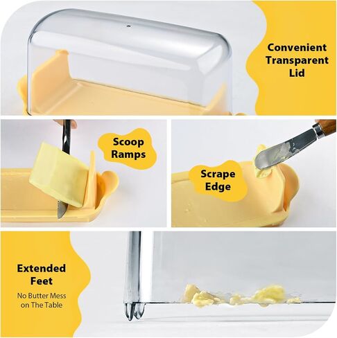 Butter Dish with Lid, Small Butter Dish for Countertop and Refrigerator, Easy Scoop, No Mess Lid, Plastic Butter holder Tray for East Coast Butter, White in Saudi Arabia