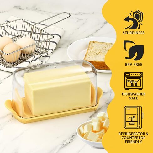 Butter Dish with Lid, Small Butter Dish for Countertop and Refrigerator, Easy Scoop, No Mess Lid, Plastic Butter holder Tray for East Coast Butter, White in Saudi Arabia