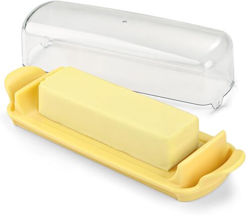 Butter Dish with Lid, Small Butter Dish for Countertop and Refrigerator, Easy Scoop, No Mess Lid, Plastic Butter holder Tray for East Coast Butter, White in Saudi Arabia
