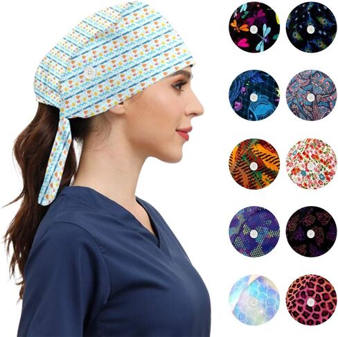 Fashion Working Caps with Buttons Adjustable Sweatband Tie Back Working Hats for Women Men in Saudi Arabia