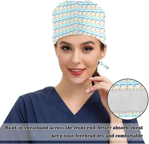 Fashion Working Caps with Buttons Adjustable Sweatband Tie Back Working Hats for Women Men in Saudi Arabia
