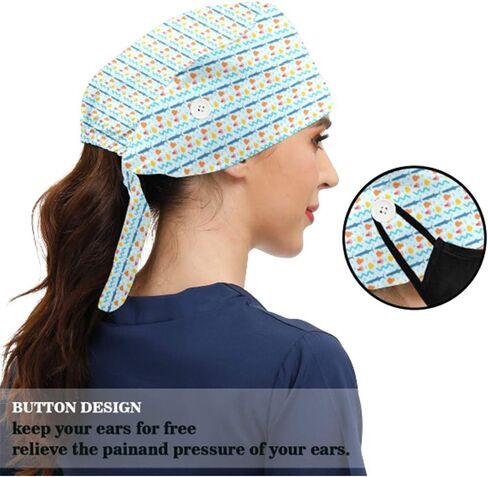 Fashion Working Caps with Buttons Adjustable Sweatband Tie Back Working Hats for Women Men in Saudi Arabia