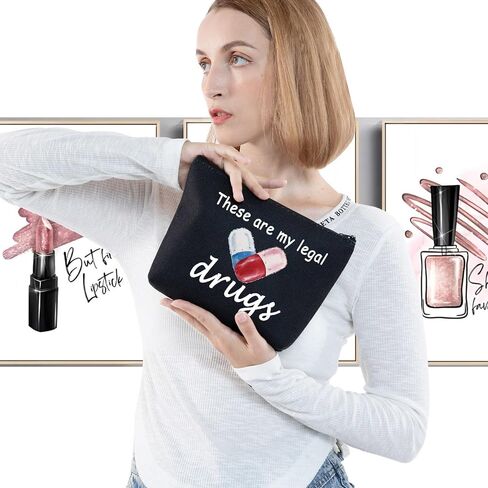 G2TUP Funny Medicine Bags for Women These are My Legal Drugs Cosmetic Bag Travel Pill Bags for Patient Friend (Legal Drugs New) in Saudi Arabia