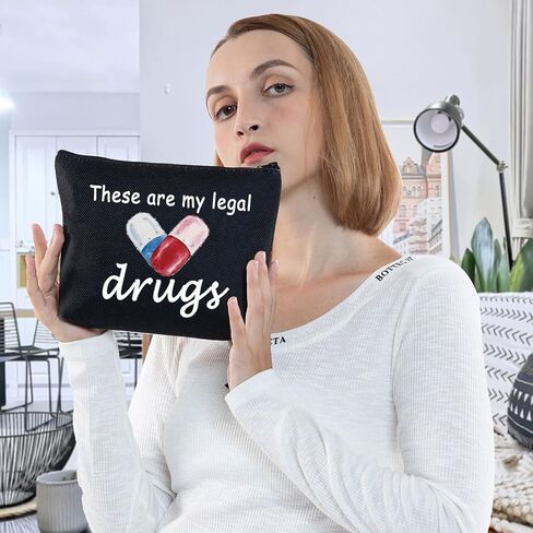 G2TUP Funny Medicine Bags for Women These are My Legal Drugs Cosmetic Bag Travel Pill Bags for Patient Friend (Legal Drugs New) in Saudi Arabia
