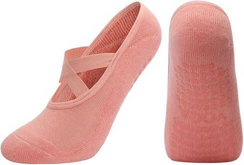 Cotton Yoga Socks with NON-SLIP GRIPS for Women - Yoga Meditation Pilates Barre Accessories - One Size Fits Most in Saudi Arabia