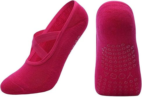 Cotton Yoga Socks with NON-SLIP GRIPS for Women - Yoga Meditation Pilates Barre Accessories - One Size Fits Most in Saudi Arabia