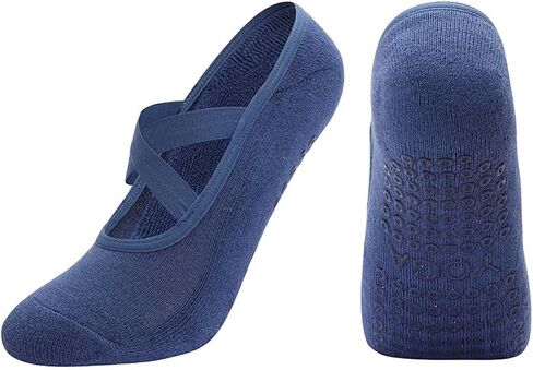 Cotton Yoga Socks with NON-SLIP GRIPS for Women - Yoga Meditation Pilates Barre Accessories - One Size Fits Most in Saudi Arabia