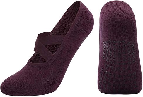 Cotton Yoga Socks with NON-SLIP GRIPS for Women - Yoga Meditation Pilates Barre Accessories - One Size Fits Most in Saudi Arabia