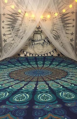 Aakriti Gallery Cotton Mandala Tapestry Wall Hanging - Bohemian Bedspread, Boho Blanket/Throw Tapestries for Living Room, Home Décor (Elephant, 92x82) in Saudi Arabia