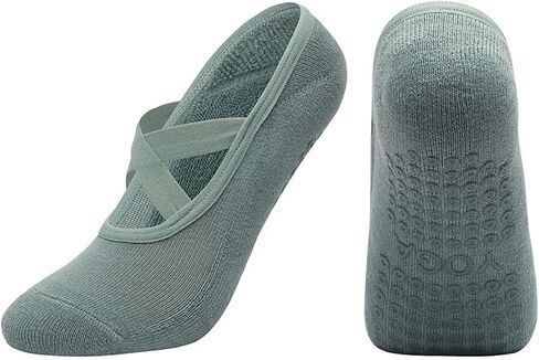 Cotton Yoga Socks with NON-SLIP GRIPS for Women - Yoga Meditation Pilates Barre Accessories - One Size Fits Most in Saudi Arabia
