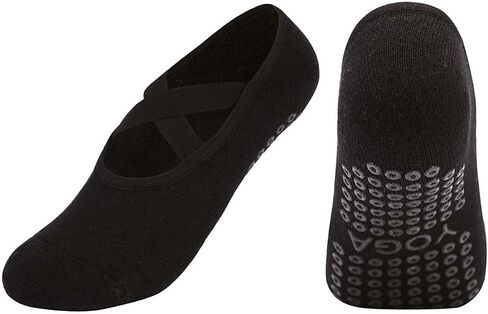 Cotton Yoga Socks with NON-SLIP GRIPS for Women - Yoga Meditation Pilates Barre Accessories - One Size Fits Most in Saudi Arabia