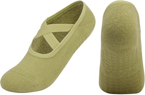 Cotton Yoga Socks with NON-SLIP GRIPS for Women - Yoga Meditation Pilates Barre Accessories - One Size Fits Most in Saudi Arabia
