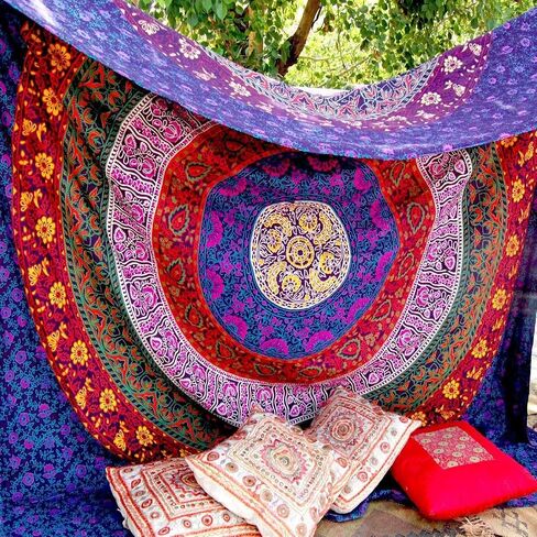 Aakriti Gallery Cotton Mandala Tapestry Wall Hanging - Bohemian Bedspread, Boho Blanket/Throw Tapestries for Living Room, Home Décor (Elephant, 92x82) in Saudi Arabia