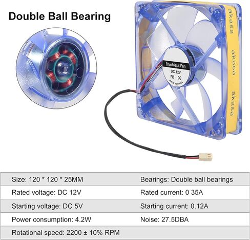 2Pcs 12025 Fan 12cm 12V 120x120x25mm Computer Case Fan Led Luminous Computer Motherboard CPU Cooler Fan Chassis Cooling Fan 120mm for PC Computer Case Cooler - 2.54mm 2510 2Pin in Saudi Arabia