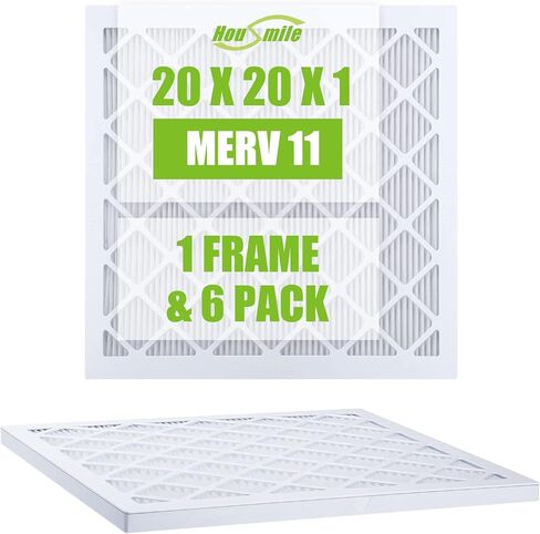 فلتر هواء Housmile 20x20x1، MERV 11، MPR 1000، إطار بلاستيكي أبيض ABS فريد من نوعه، متين وسهل الاستبدال، غبار أساسي نظيف للمعيشة، 6 عبوات (الحجم الدقيق: 19.6 بوصة × 19.6 بوصة × 0.9 بوصة) in Kuwait