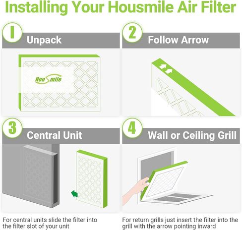 فلتر هواء Housmile 20x20x1، MERV 11، MPR 1000، إطار بلاستيكي أبيض ABS فريد من نوعه، متين وسهل الاستبدال، غبار أساسي نظيف للمعيشة، 6 عبوات (الحجم الدقيق: 19.6 بوصة × 19.6 بوصة × 0.9 بوصة) in Kuwait