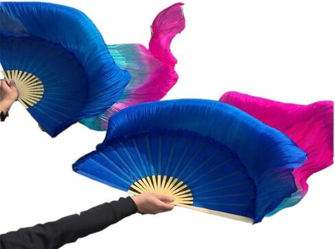 حجاب مروحة الرقص الشرقي الحريري الصيني للنساء باللون الأزرق الفيروزي (18090 سم) in Kuwait