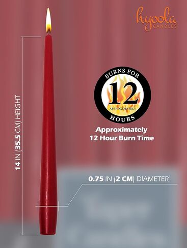 Hyoola Tall Taper Candles - 10 Inch Cherry Red Unscented Dripless Taper Candles - 8 Hour Burn Time - 12 Pack in Saudi Arabia