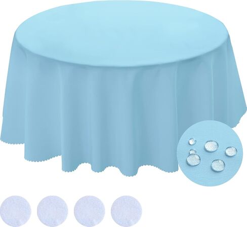 BYDOLL Table Cloth 30 Inch Round Tablecloth White Washable Outdoor Winkle and Stain Resistant Spillproof Polyester Tablecloth for Round Tables Festival Camping Picnic Wedding Party Table Cover in Saudi Arabia