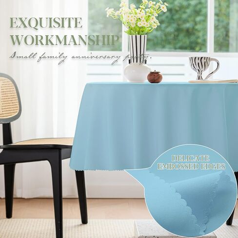 BYDOLL Table Cloth 30 Inch Round Tablecloth White Washable Outdoor Winkle and Stain Resistant Spillproof Polyester Tablecloth for Round Tables Festival Camping Picnic Wedding Party Table Cover in Saudi Arabia
