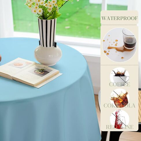 BYDOLL Table Cloth 30 Inch Round Tablecloth White Washable Outdoor Winkle and Stain Resistant Spillproof Polyester Tablecloth for Round Tables Festival Camping Picnic Wedding Party Table Cover in Saudi Arabia