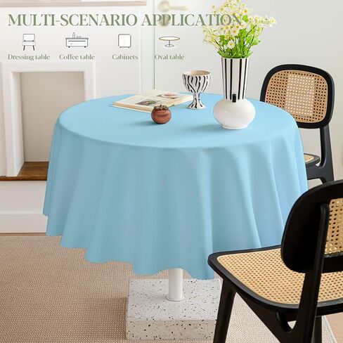BYDOLL Table Cloth 30 Inch Round Tablecloth White Washable Outdoor Winkle and Stain Resistant Spillproof Polyester Tablecloth for Round Tables Festival Camping Picnic Wedding Party Table Cover in Saudi Arabia