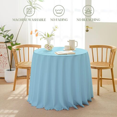 BYDOLL Table Cloth 30 Inch Round Tablecloth White Washable Outdoor Winkle and Stain Resistant Spillproof Polyester Tablecloth for Round Tables Festival Camping Picnic Wedding Party Table Cover in Saudi Arabia