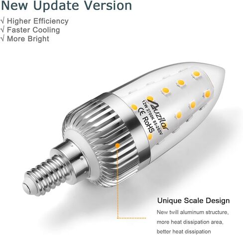 مصابيح إضاءة LED E12، مصابيح شمعدان LED بقدرة 12 وات تعادل 100 واط، 1200 لومن، 6000 كلفن ضوء النهار لمبات السقف البيضاء، قاعدة شموع مزخرفة E12 لمبات ثريا LED غير قابلة للتعتيم، حزمة من 4 in Saudi Arabia
