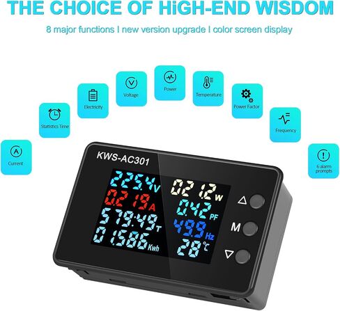مقياس التيار المتردد AC 50-300V 0-100A رقمي AC متعدد 110V 220V LCD HD عرض الفولتميتر الحالي مع محول تيار مغلق 8 في 1 متعدد الوظائف عداد الطاقة الكهربائية كاشف الطاقة in Saudi Arabia