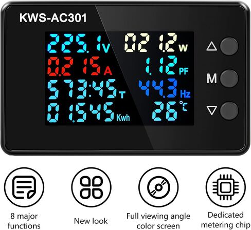 مقياس التيار المتردد AC 50-300V 0-100A رقمي AC متعدد 110V 220V LCD HD عرض الفولتميتر الحالي مع محول تيار مغلق 8 في 1 متعدد الوظائف عداد الطاقة الكهربائية كاشف الطاقة in Saudi Arabia