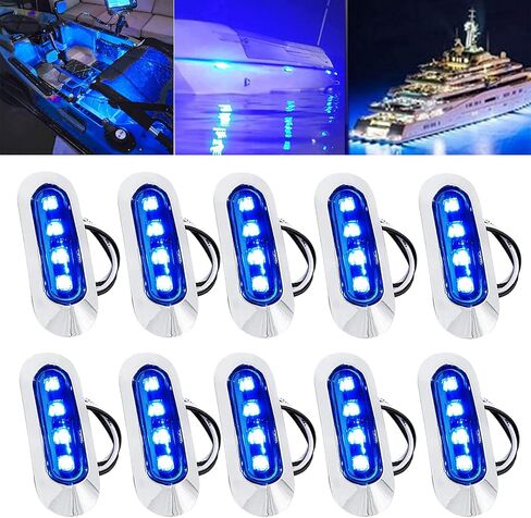 10 قطع LED أضواء زرقاء بحرية للقارب، 12 فولت أضواء شريطية داخلية مضادة للماء، أضواء ديكور للمقصورة على سطح القارب للصيد الليلي in Saudi Arabia