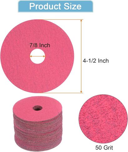25PCS Fiber Grinding and Sanding Discs 4-1/2" x 7/8" 120 Grit Ceramic Resin Fiber Abrasive Discs for Grinding Polishing, Red in Saudi Arabia