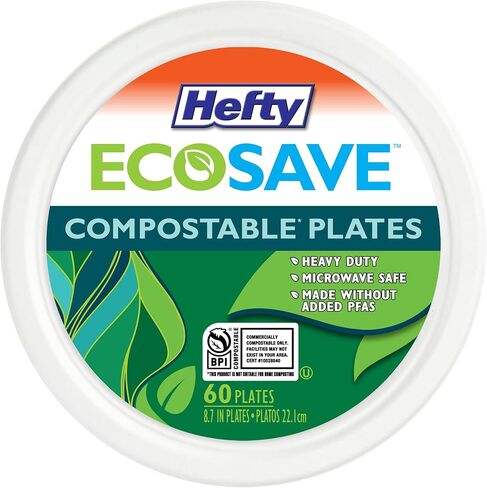 Hefty ECOSAVE Compostable Paper Plates, 8-3/4 Inch, 60 Count in Saudi Arabia