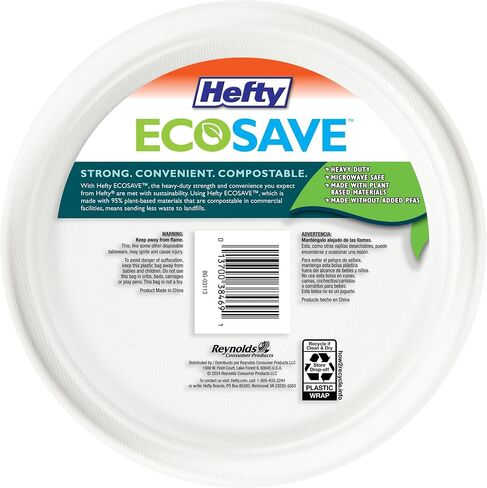 Hefty ECOSAVE Compostable Paper Plates, 8-3/4 Inch, 60 Count in Saudi Arabia