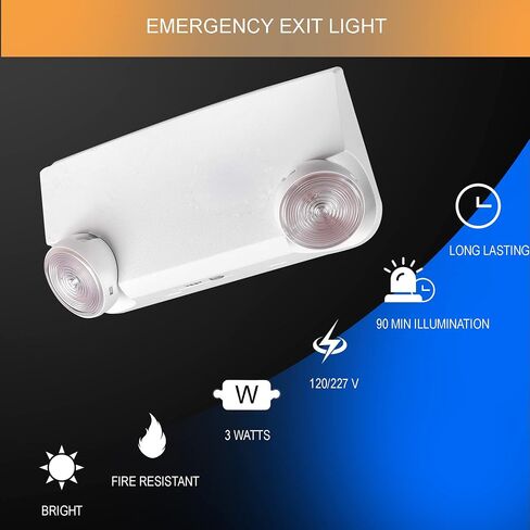 مصابيح طوارئ Ciata LED مع بطارية احتياطية، مع رؤوس قابلة للتعديل، لمبة إضاءة قابلة لإعادة الشحن للاستخدام التجاري أو الصناعي، مدخل داخلي أو غرفة آمنة للسكن - عبوة من قطعتين in Saudi Arabia