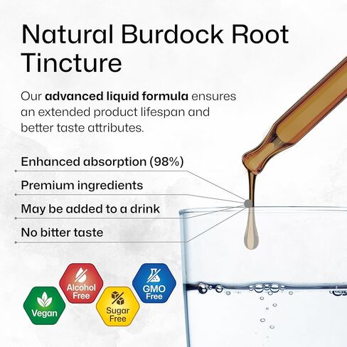 صبغة جذر الأرقطيون - مكمل سائل لدعم مضادات الأكسدة - مستخلص جذر الأرقطيون العضوي - خالي من الكحول والسكر - قطرات نباتية 4 أونصة سائلة. in Kuwait