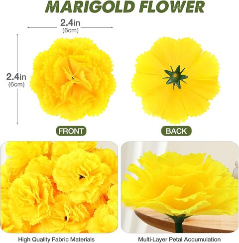 Hommtina 40 Pcs Marigold Flowers Silk Artificial Marigold Flowers, Mexican Flowers Decoration for Baby Shower Wedding Party Decoration Halloween Christmas New Year Decor in Saudi Arabia